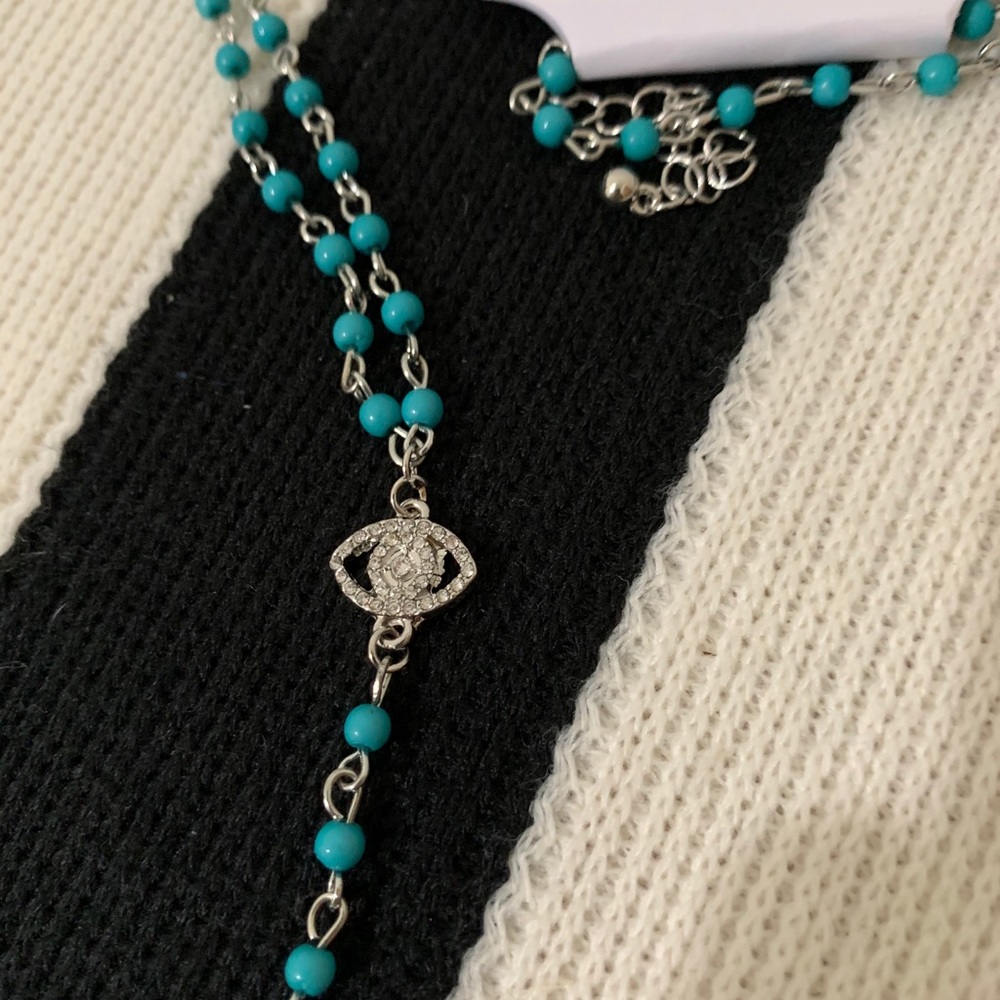 Target Turquoise Bead/Crystal Eye Necklace - Picture 4 of 7